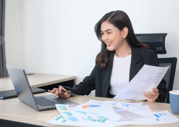 A certified translator checks scientific terms in a lab report, providing Translation Services in Richmond for accuracy.