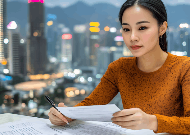 A translator checks USCIS forms beside Vietnamese Translation Services in Virginia, preparing a certified immigration packet.